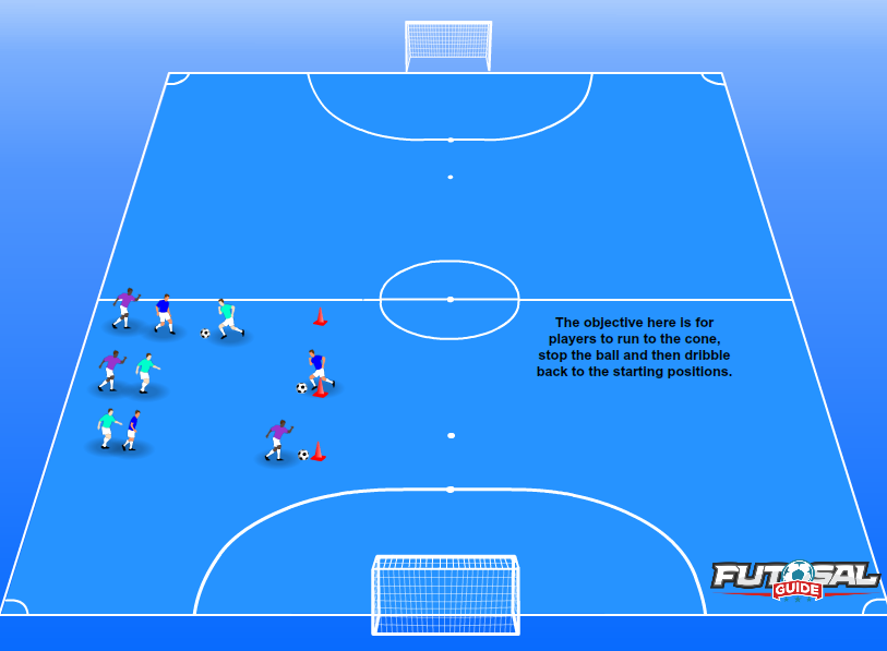 run and turn game - Futsal drills for 5 year olds